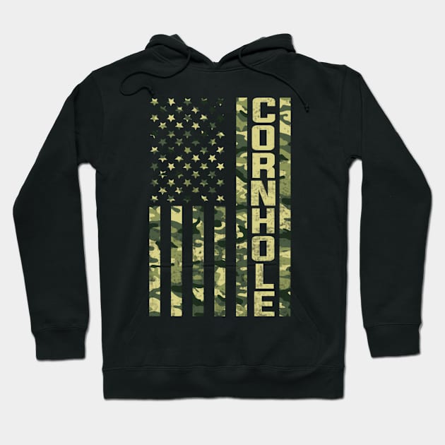 Cornhole Player USA Flag Camo Hoodie by Visual Vibes